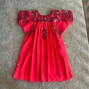 Kids Mexican floral embroidered dress